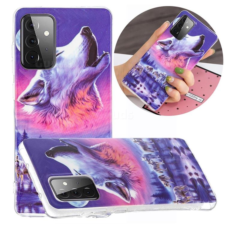Wolf Howling Noctilucent Soft TPU Back Cover for Samsung Galaxy A72 5G