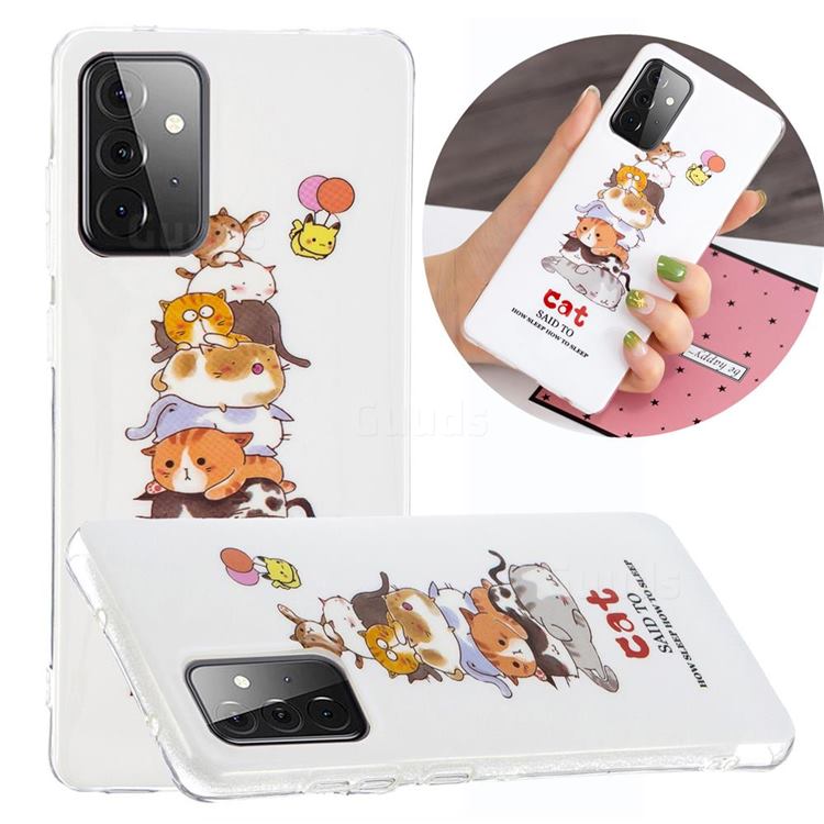 Cute Cat Noctilucent Soft TPU Back Cover for Samsung Galaxy A72 5G
