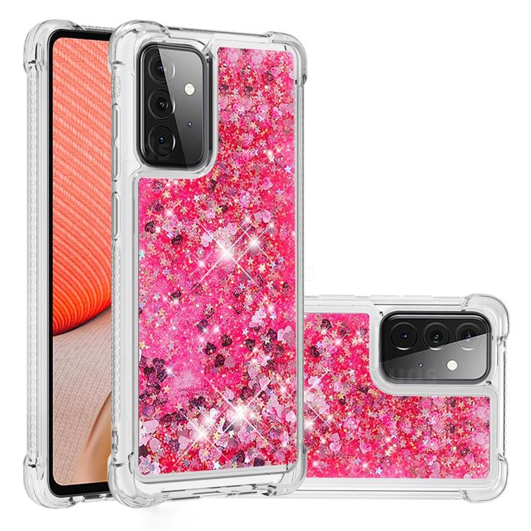 Dynamic Liquid Glitter Sand Quicksand TPU Case for Samsung Galaxy A72 (4G, 5G) - Pink Love Heart