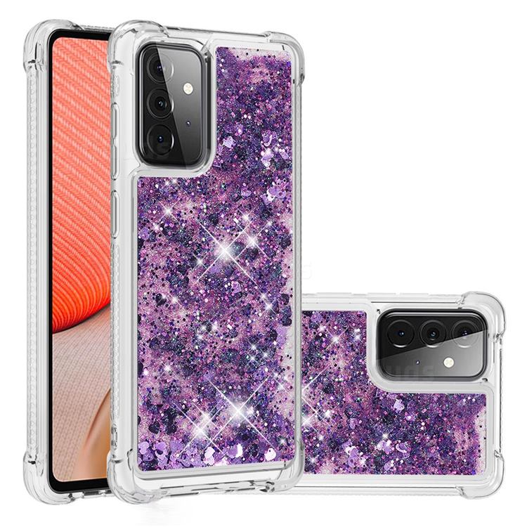 Dynamic Liquid Glitter Sand Quicksand Star TPU Case for Samsung Galaxy A72 (4G, 5G) - Purple