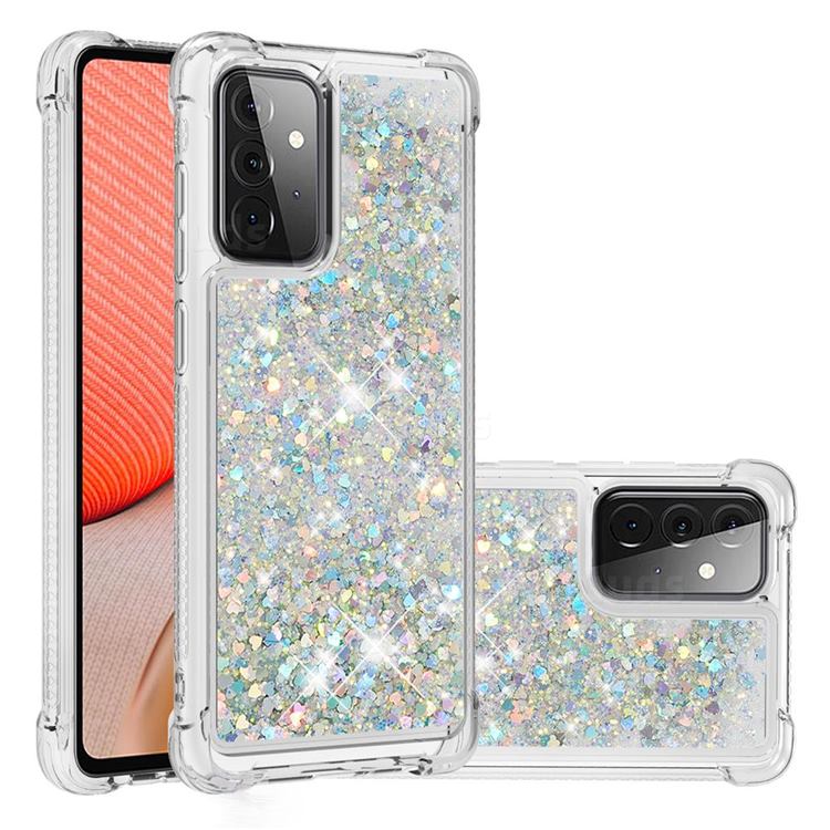 Dynamic Liquid Glitter Sand Quicksand Star TPU Case for Samsung Galaxy A72 (4G, 5G) - Silver