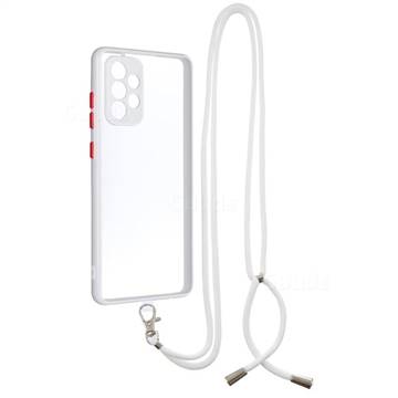 Necklace Cross-body Lanyard Strap Cord Phone Case Cover for Samsung Galaxy A72 (4G, 5G) - White