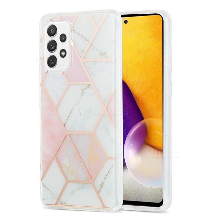 Pink White Marble Pattern Galvanized Electroplating Protective Case Cover for Samsung Galaxy A72 (4G, 5G)