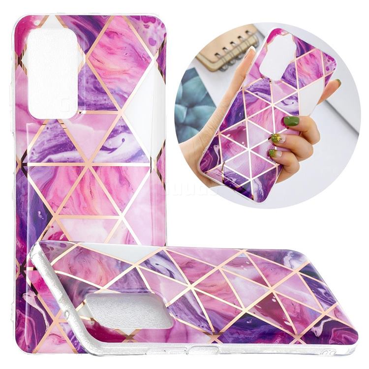 Purple Dream Triangle Painted Marble Electroplating Protective Case for Samsung Galaxy A72 (4G, 5G)