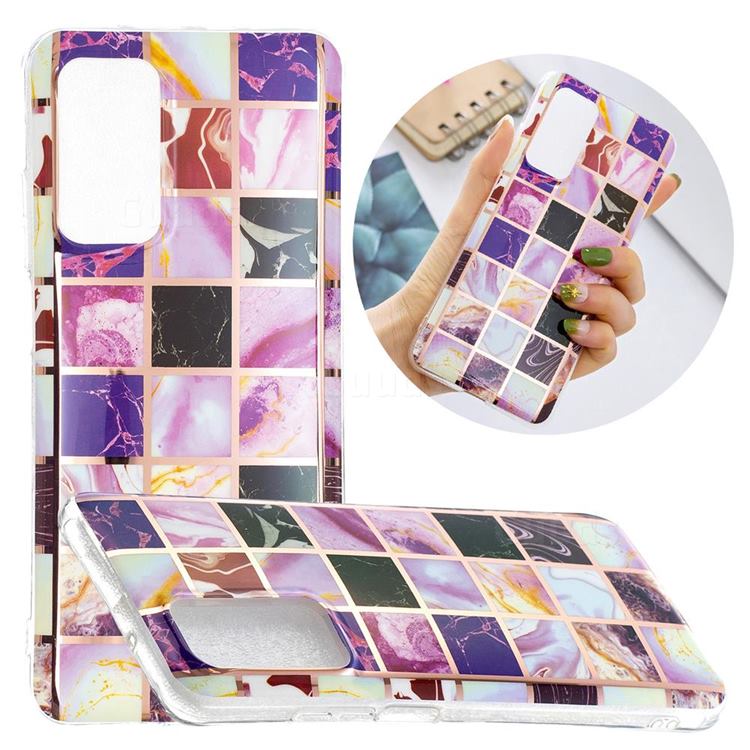 Square Puzzle Painted Marble Electroplating Protective Case for Samsung Galaxy A72 (4G, 5G)