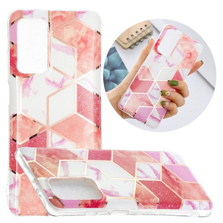 Cherry Glitter Painted Marble Electroplating Protective Case for Samsung Galaxy A72 (4G, 5G)