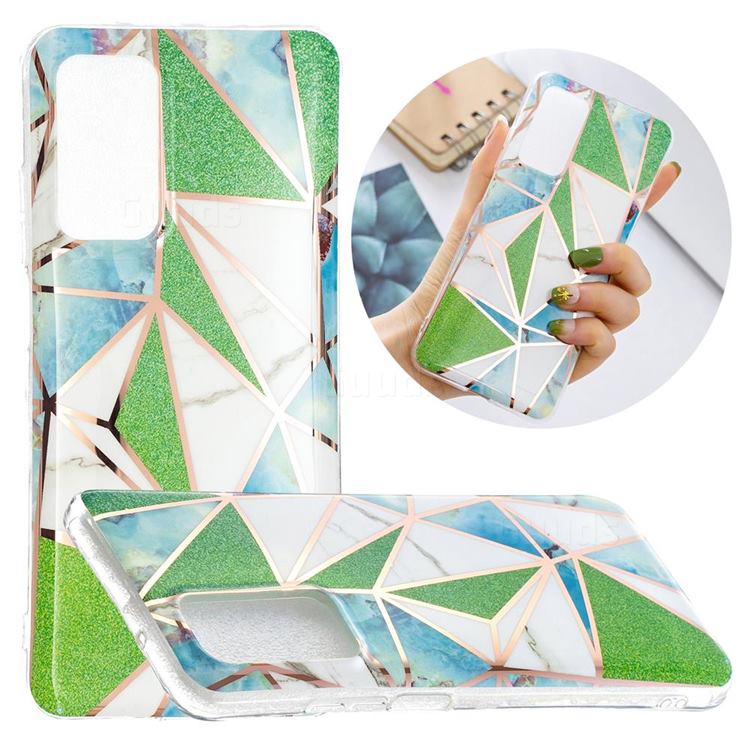 Green Triangle Painted Marble Electroplating Protective Case for Samsung Galaxy A72 (4G, 5G)