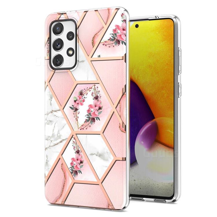 Pink Flower Marble Electroplating Protective Case Cover for Samsung Galaxy A72 (4G, 5G)