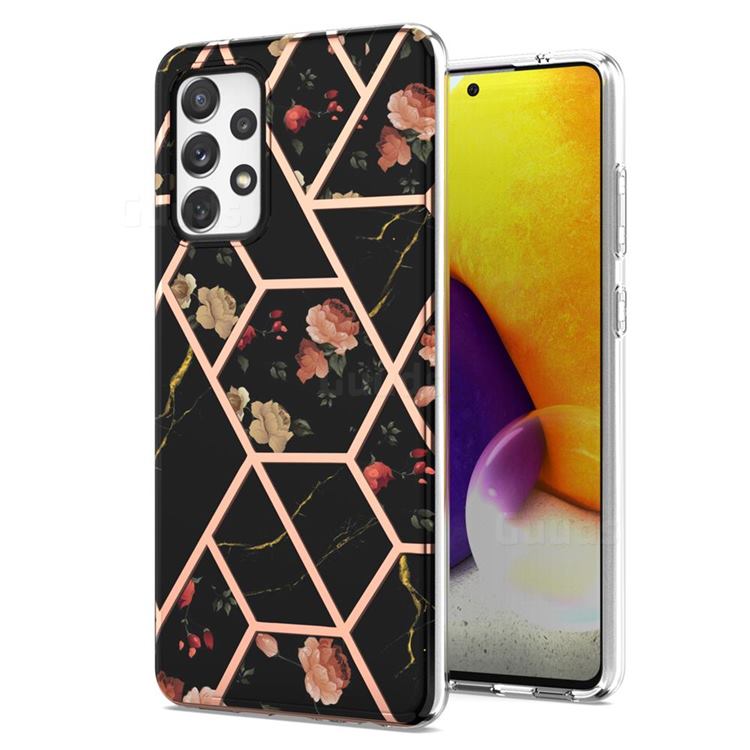 Black Rose Flower Marble Electroplating Protective Case Cover for Samsung Galaxy A72 (4G, 5G)