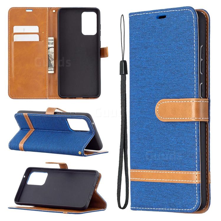 Jeans Cowboy Denim Leather Wallet Case for Samsung Galaxy A72 5G - Sapphire