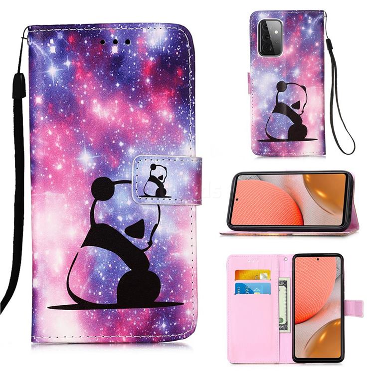 Panda Baby Matte Leather Wallet Phone Case for Samsung Galaxy A72 5G