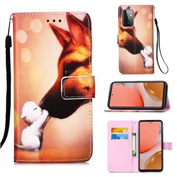 Hound Kiss Matte Leather Wallet Phone Case for Samsung Galaxy A72 5G
