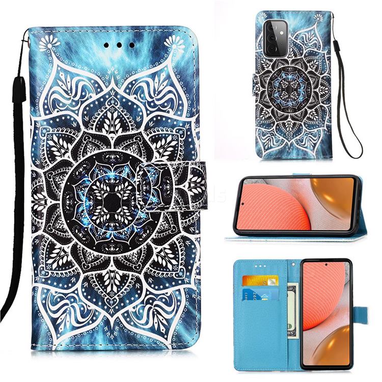 Underwater Mandala Matte Leather Wallet Phone Case for Samsung Galaxy A72 5G