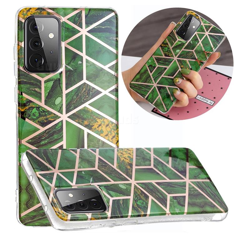 Green Rhombus Galvanized Rose Gold Marble Phone Back Cover for Samsung Galaxy A72 5G