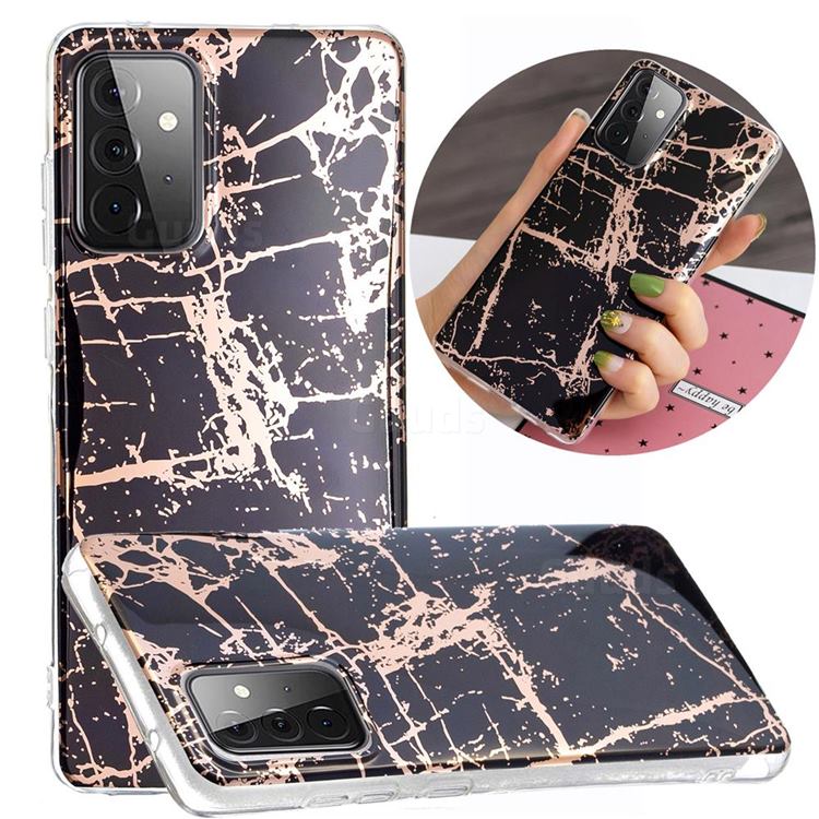 Black Galvanized Rose Gold Marble Phone Back Cover for Samsung Galaxy A72 5G