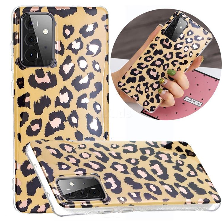 Leopard Galvanized Rose Gold Marble Phone Back Cover for Samsung Galaxy A72 5G