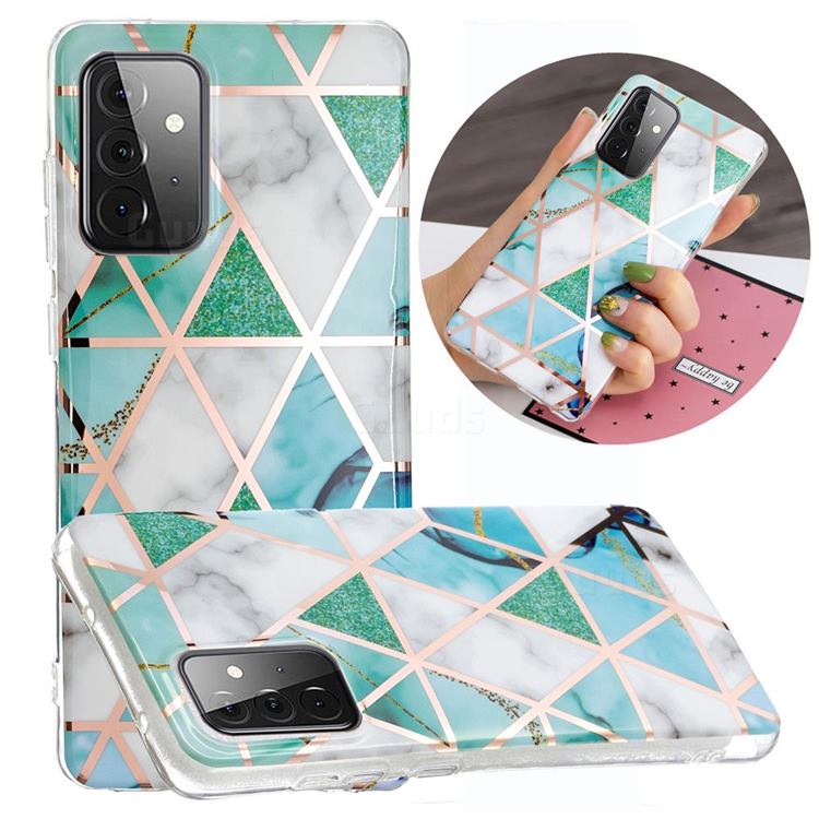 Green White Galvanized Rose Gold Marble Phone Back Cover for Samsung Galaxy A72 5G