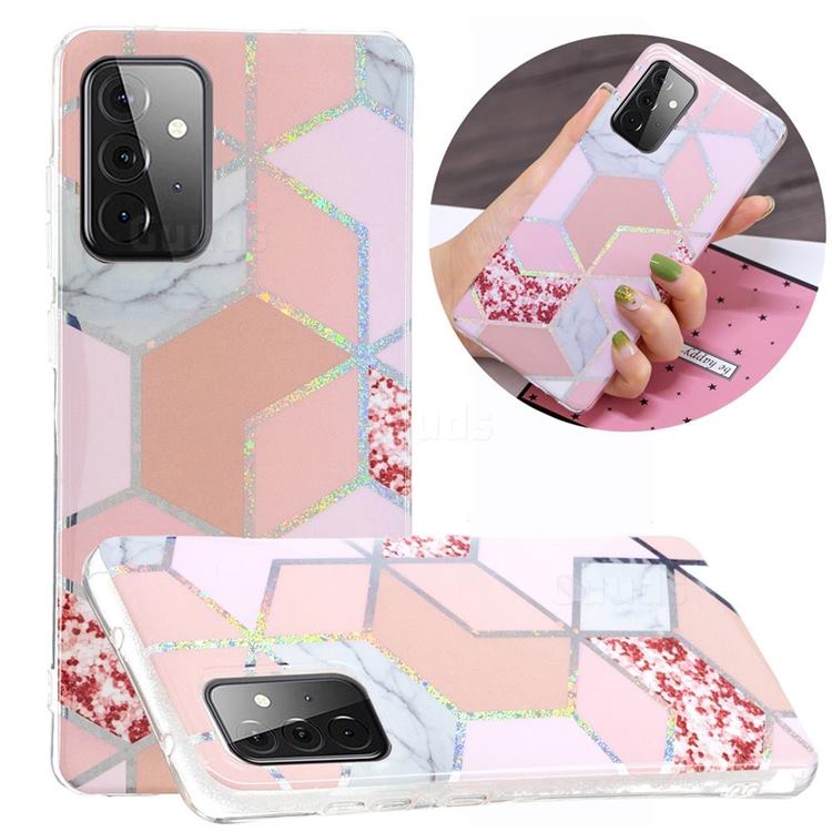 Pink Marble Painted Galvanized Electroplating Soft Phone Case Cover for Samsung Galaxy A72 5G