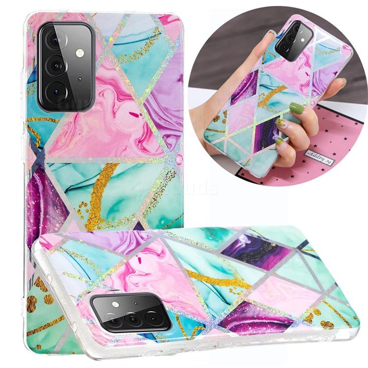 Triangular Marble Painted Galvanized Electroplating Soft Phone Case Cover for Samsung Galaxy A72 5G
