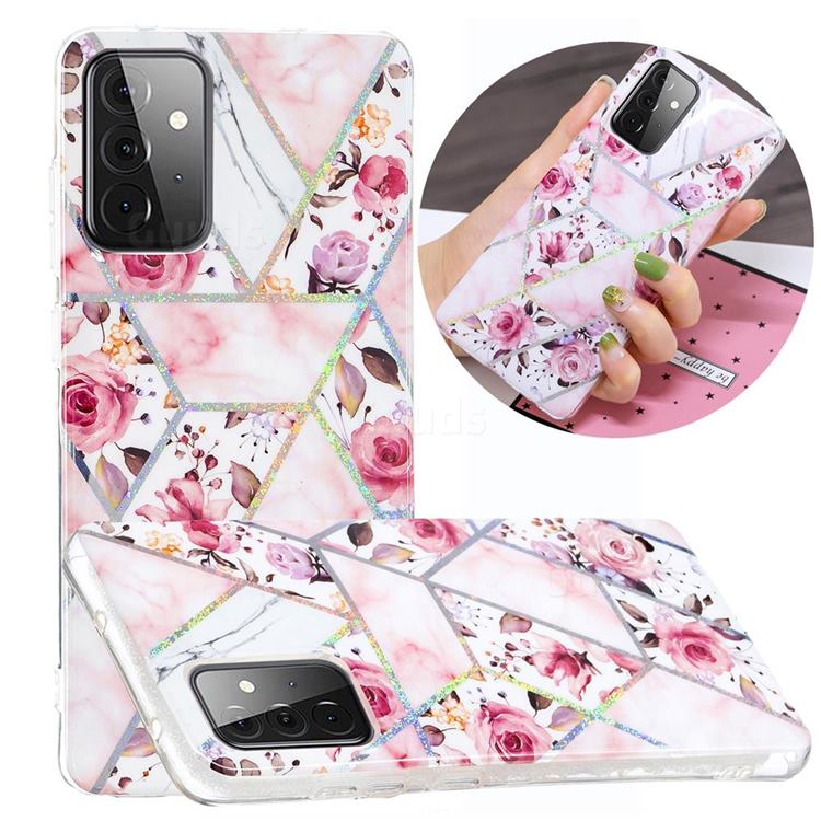 Rose Flower Painted Galvanized Electroplating Soft Phone Case Cover for Samsung Galaxy A72 5G