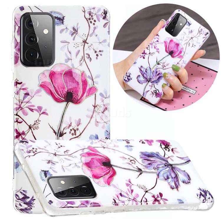 Magnolia Painted Galvanized Electroplating Soft Phone Case Cover for Samsung Galaxy A72 5G