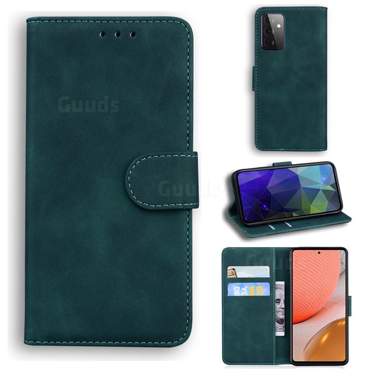 Retro Classic Skin Feel Leather Wallet Phone Case for Samsung Galaxy A72 5G - Green