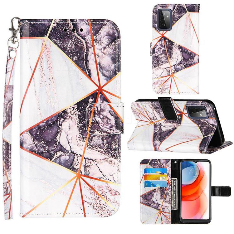 Black and White Stitching Color Marble Leather Wallet Case for Samsung Galaxy A72 5G