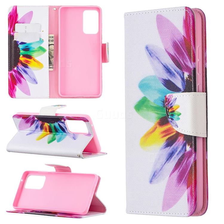Seven-color Flowers Leather Wallet Case for Samsung Galaxy A72 (4G, 5G)
