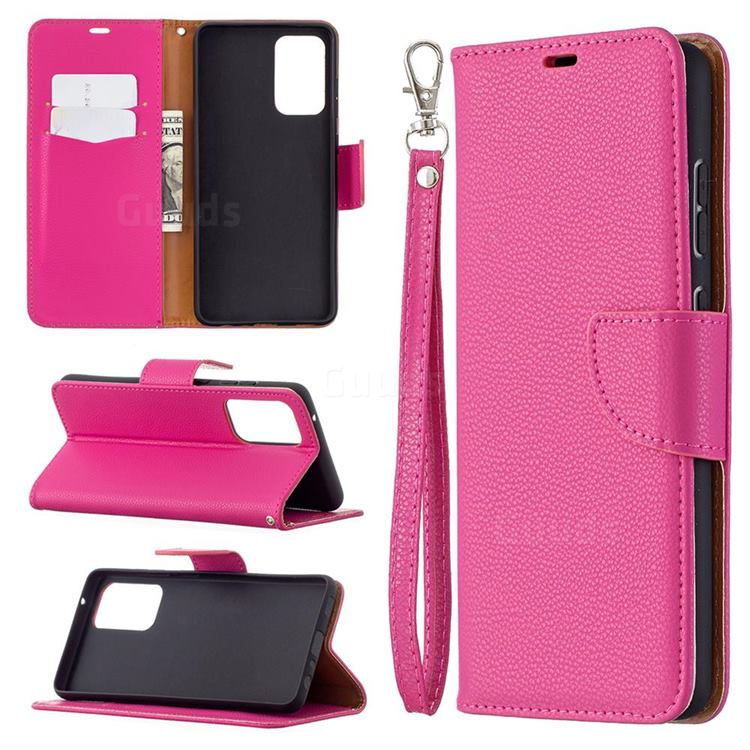 Classic Luxury Litchi Leather Phone Wallet Case for Samsung Galaxy A72 (4G, 5G) - Rose