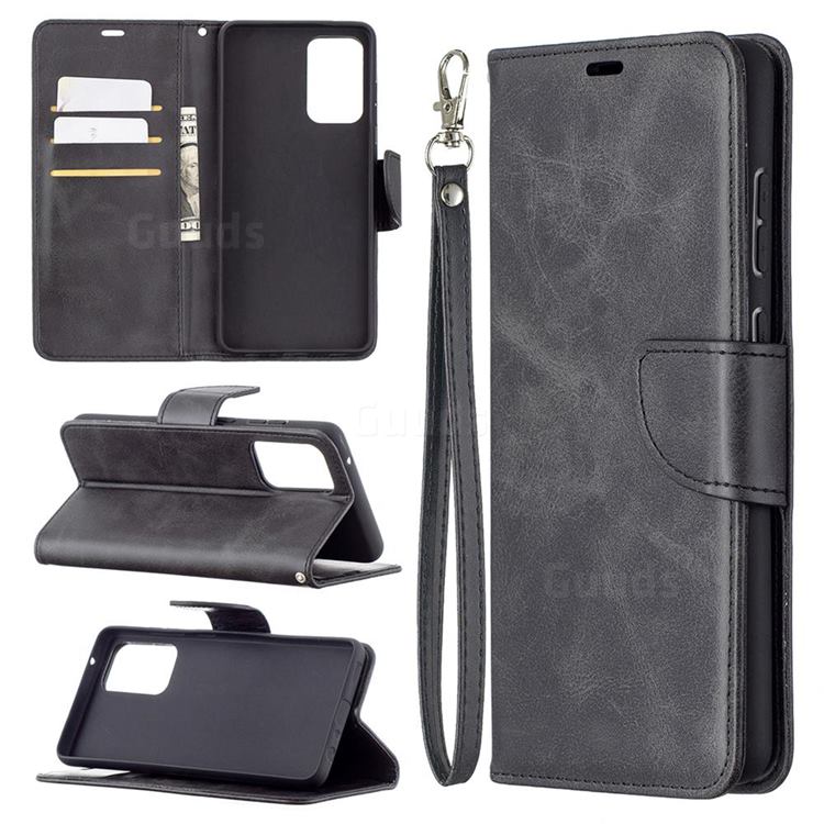 Classic Sheepskin PU Leather Phone Wallet Case for Samsung Galaxy A72 (4G, 5G) - Black