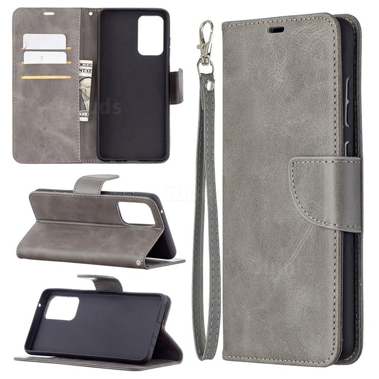 Classic Sheepskin PU Leather Phone Wallet Case for Samsung Galaxy A72 (4G, 5G) - Gray