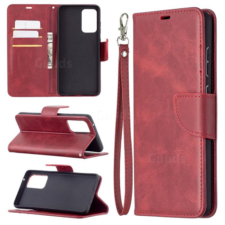 Classic Sheepskin PU Leather Phone Wallet Case for Samsung Galaxy A72 (4G, 5G) - Red