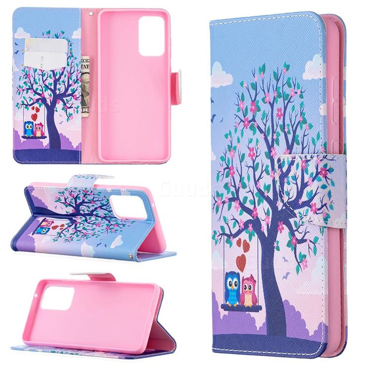 Tree and Owls Leather Wallet Case for Samsung Galaxy A72 (4G, 5G)