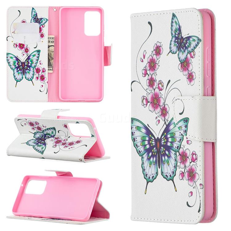 Peach Butterflies Leather Wallet Case for Samsung Galaxy A72 (4G, 5G)