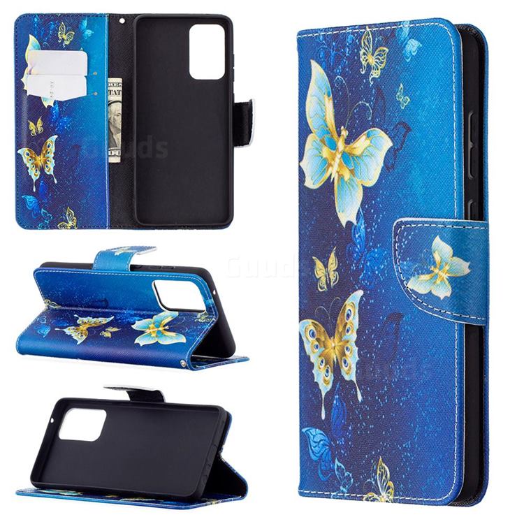 Golden Butterflies Leather Wallet Case for Samsung Galaxy A72 (4G, 5G)