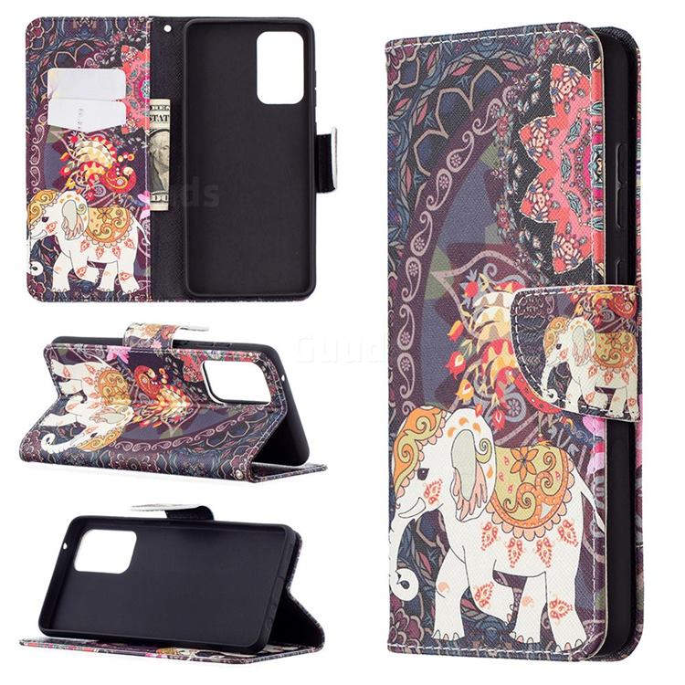 Totem Flower Elephant Leather Wallet Case for Samsung Galaxy A72 (4G, 5G)