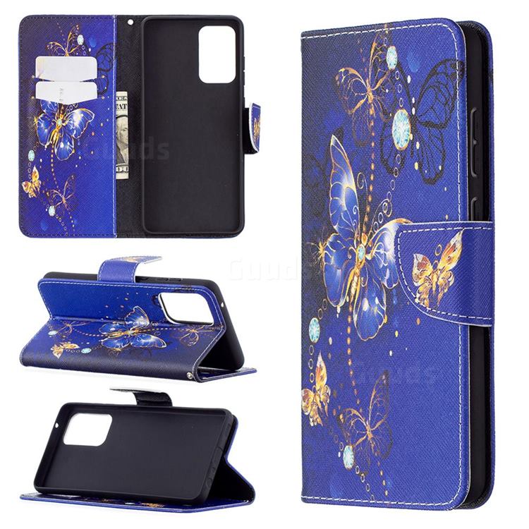 Purple Butterfly Leather Wallet Case for Samsung Galaxy A72 (4G, 5G)
