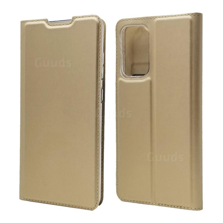 Ultra Slim Card Magnetic Automatic Suction Leather Wallet Case for Samsung Galaxy A72 (4G, 5G) - Champagne
