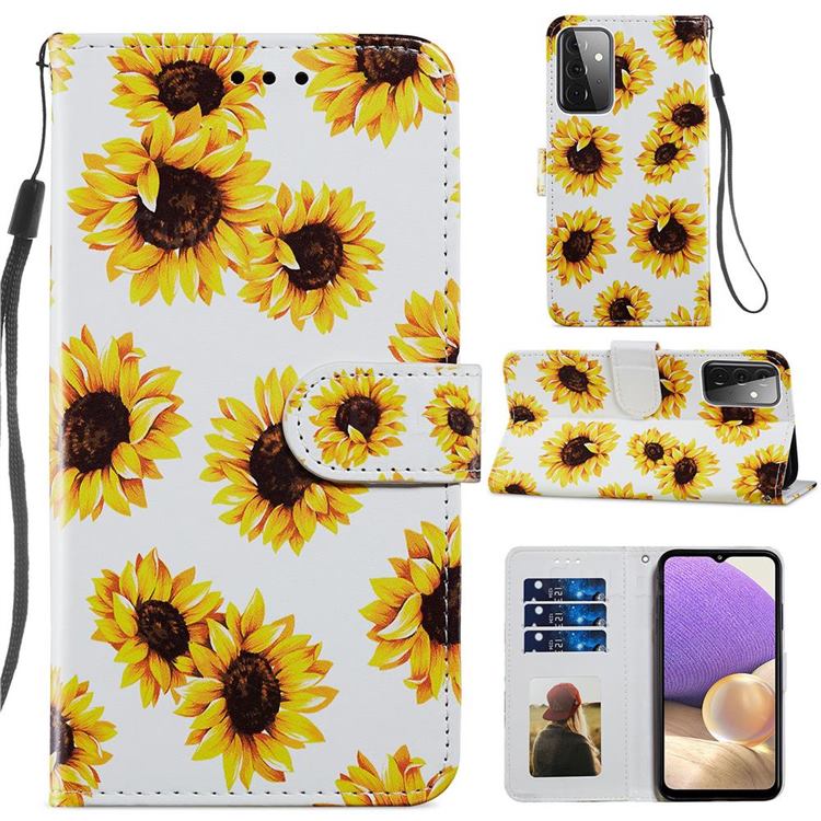 Sunflower Smooth Leather Phone Wallet Case for Samsung Galaxy A72 (4G, 5G)