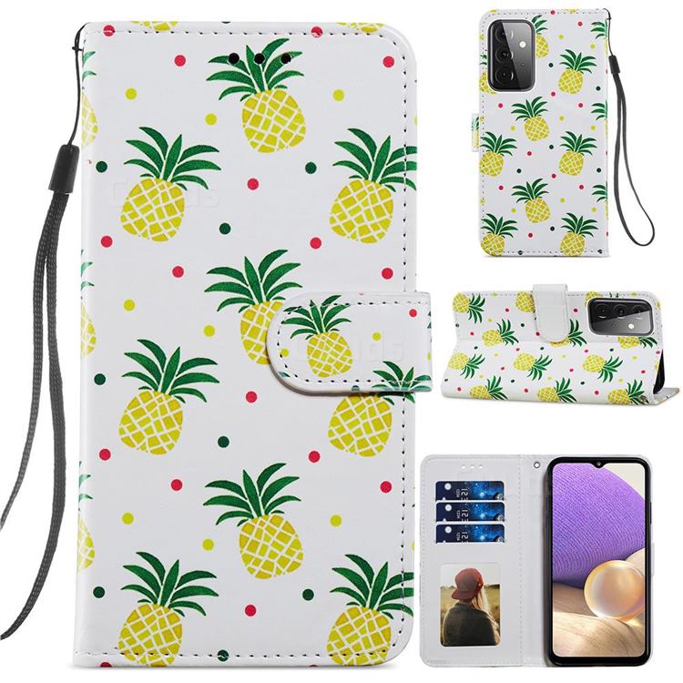 Pineapple Smooth Leather Phone Wallet Case for Samsung Galaxy A72 (4G, 5G)