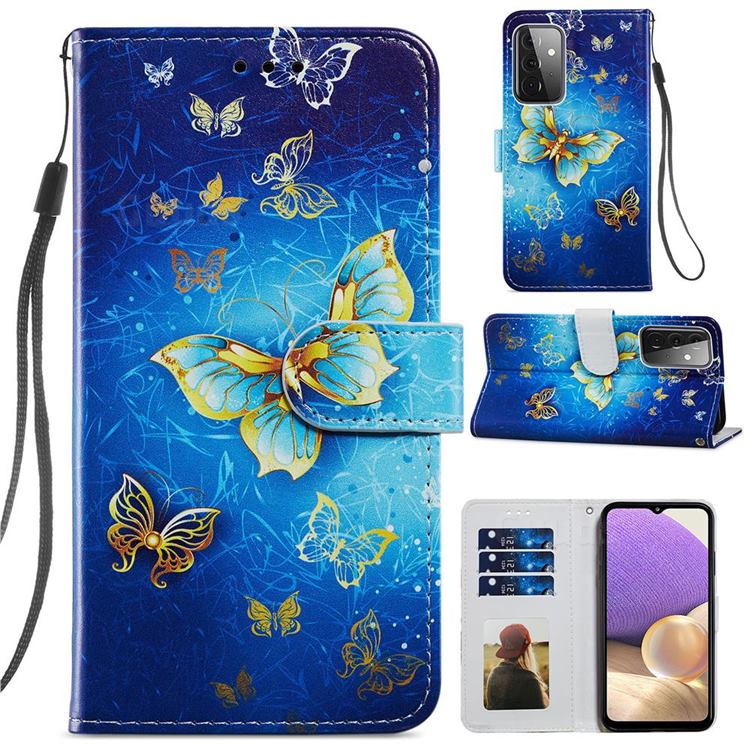 Phnom Penh Butterfly Smooth Leather Phone Wallet Case for Samsung Galaxy A72 (4G, 5G)