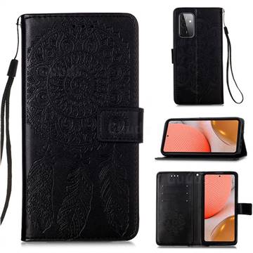 Embossing Dream Catcher Mandala Flower Leather Wallet Case for Samsung Galaxy A72 (4G, 5G) - Black