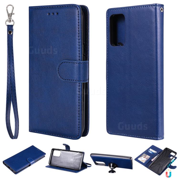 Retro Greek Detachable Magnetic PU Leather Wallet Phone Case for Samsung Galaxy A72 (4G, 5G) - Blue