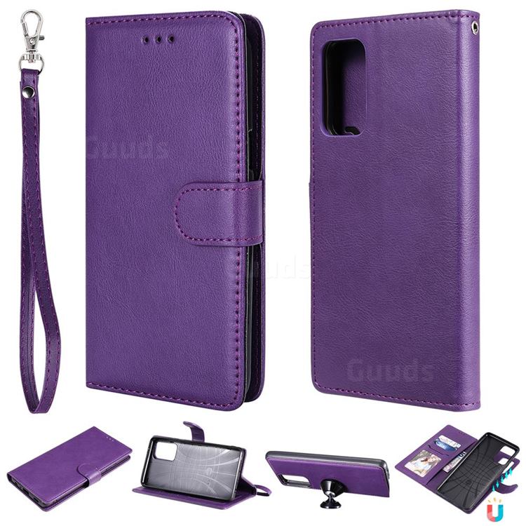 Retro Greek Detachable Magnetic PU Leather Wallet Phone Case for Samsung Galaxy A72 (4G, 5G) - Purple