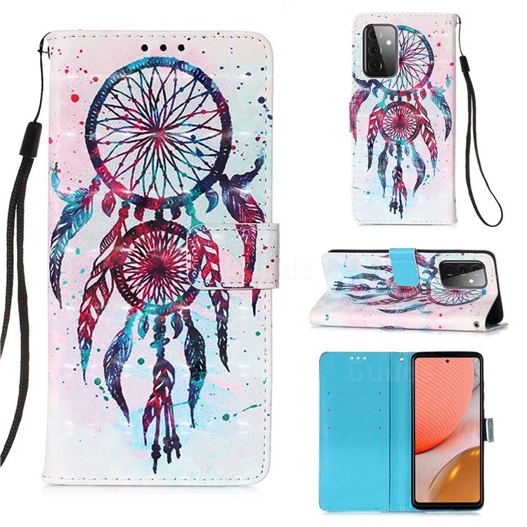 ColorDrops Wind Chimes 3D Painted Leather Wallet Case for Samsung Galaxy A72 (4G, 5G)