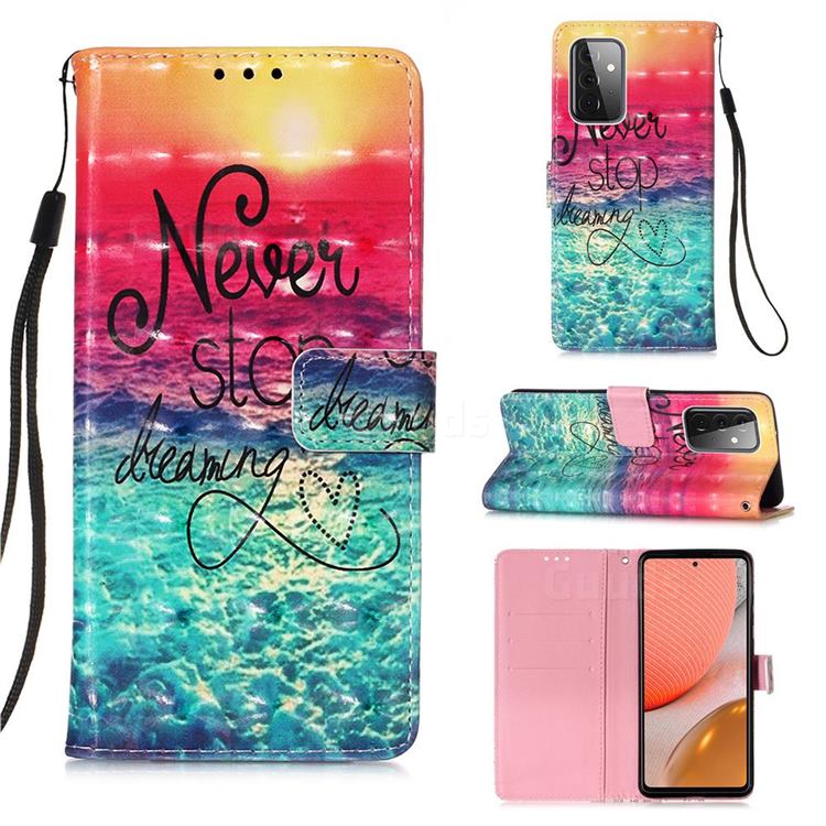 Colorful Dream Catcher 3D Painted Leather Wallet Case for Samsung Galaxy A72 (4G, 5G)