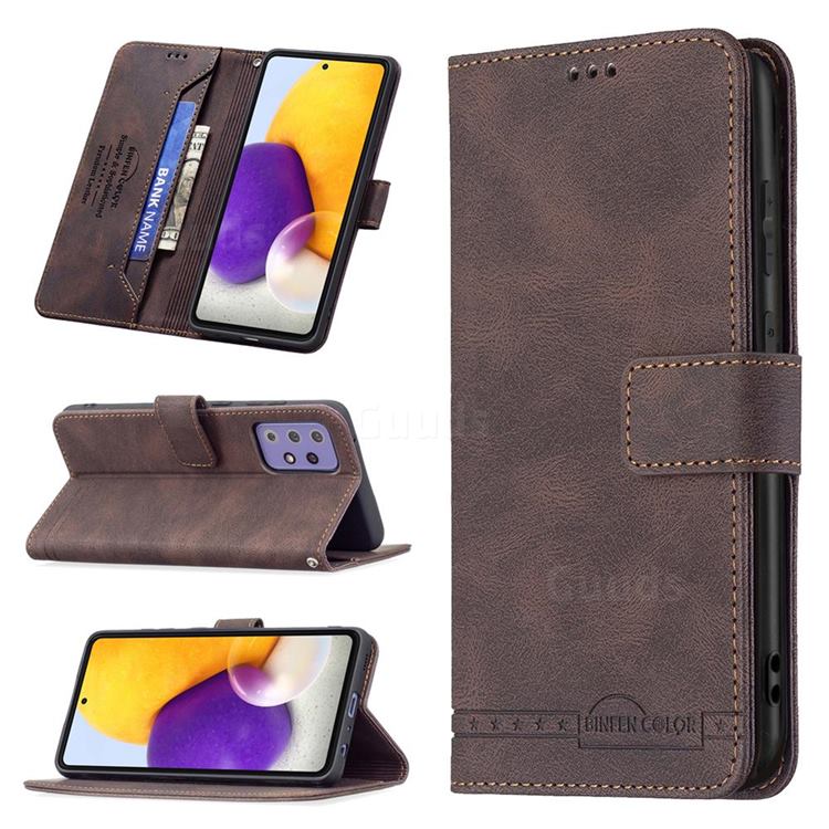 Binfen Color RFID Blocking Leather Wallet Case for Samsung Galaxy A72 (4G, 5G) - Brown
