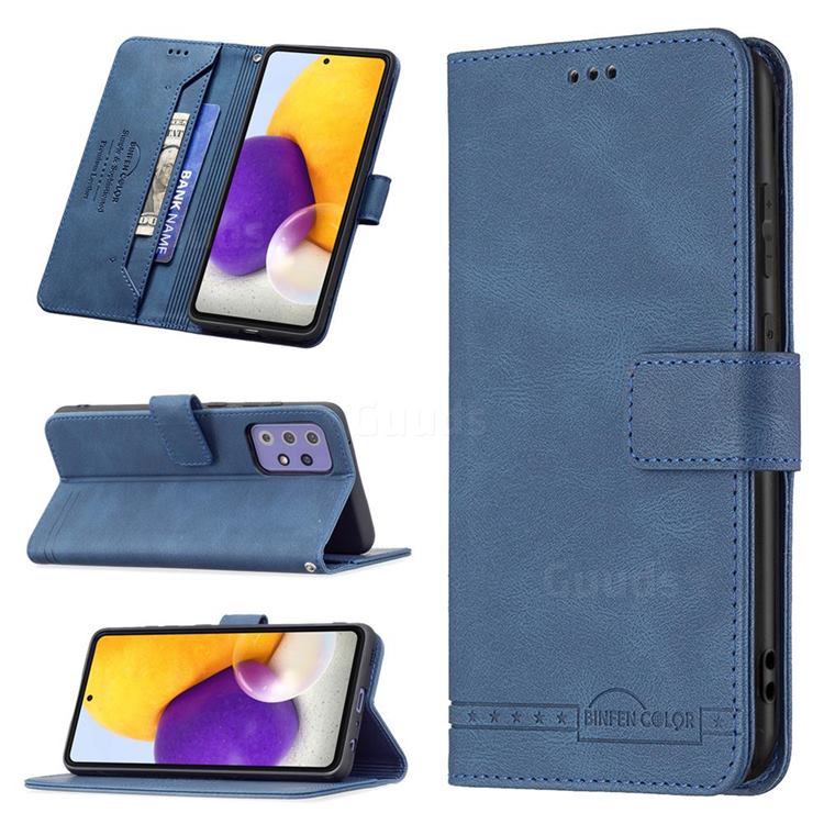 Binfen Color RFID Blocking Leather Wallet Case for Samsung Galaxy A72 (4G, 5G) - Blue