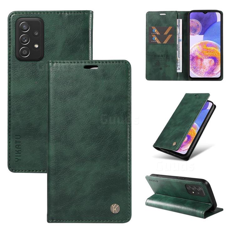 YIKATU Litchi Card Magnetic Automatic Suction Leather Flip Cover for Samsung Galaxy A72 (4G, 5G) - Green