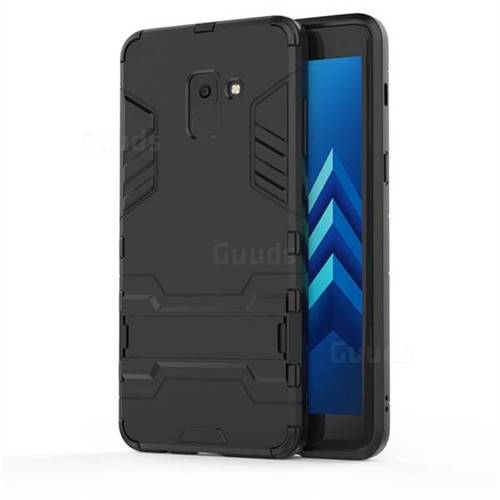 Armor Premium Tactical Grip Kickstand Shockproof Dual Layer Rugged Hard Cover for Samsung Galaxy A8+ (2018) - Black